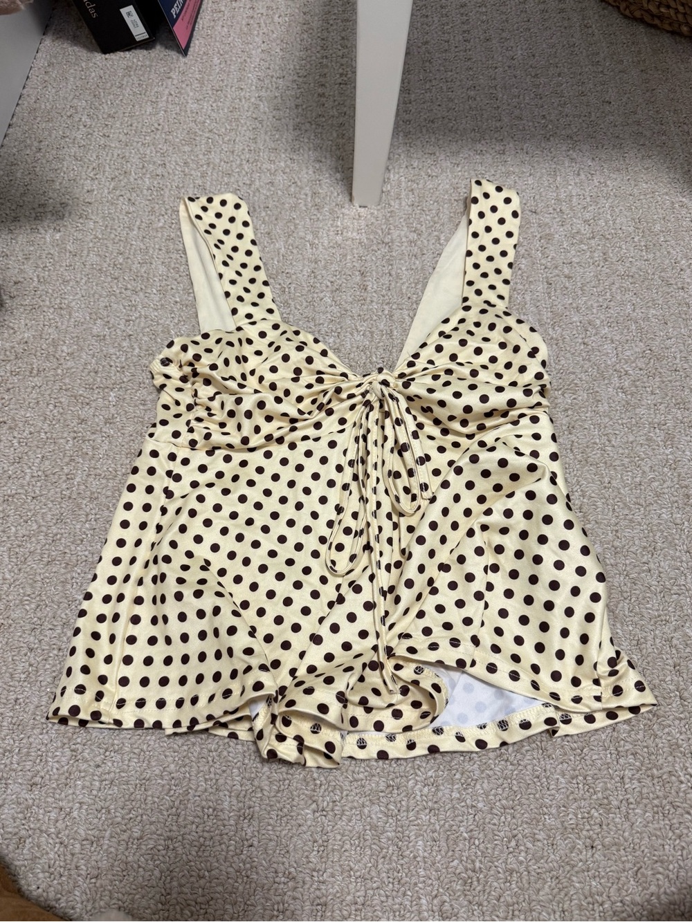 Cream Polka Dot Tie-Front Camisole